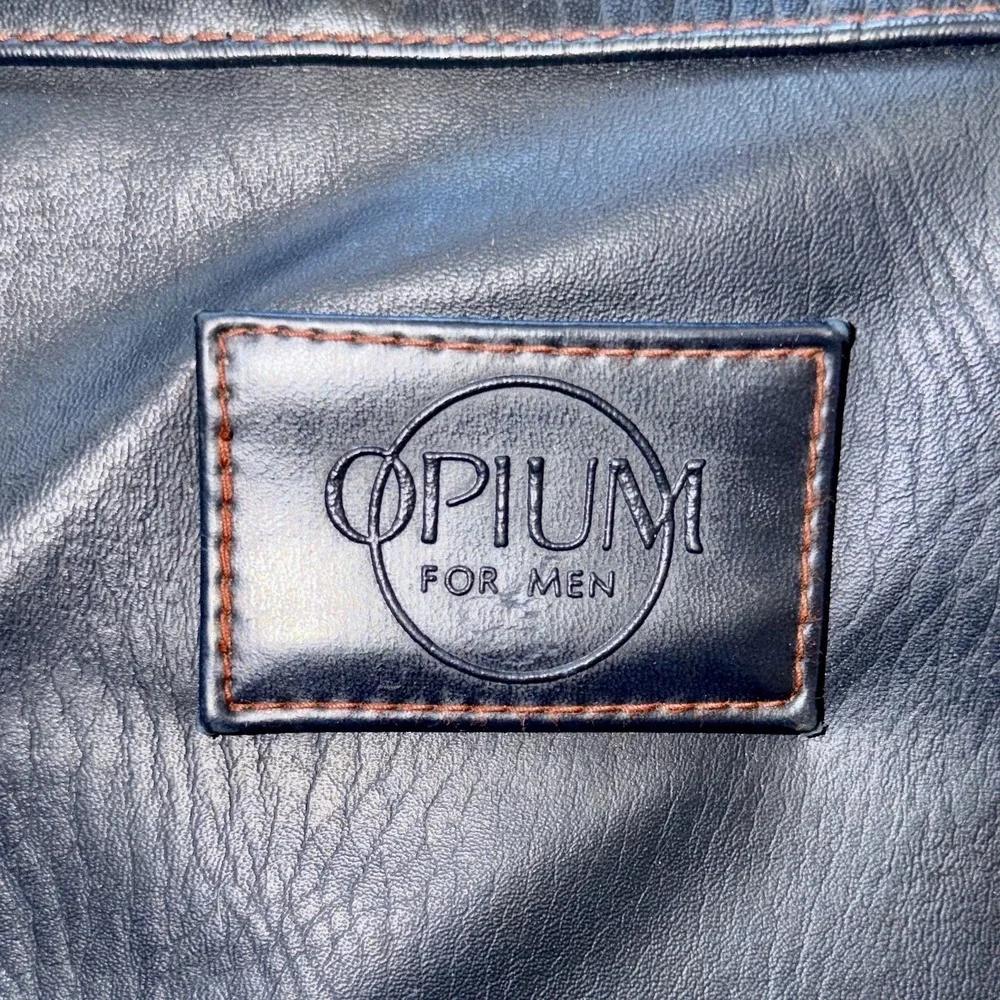 Mens Vintage Opium YSL Yves Saint Laurent Navy Blue Leather Duffle Bag